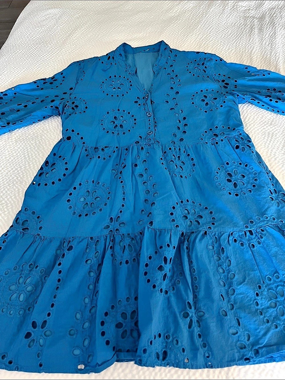 Mini Eyelet Dress in Blue Like New